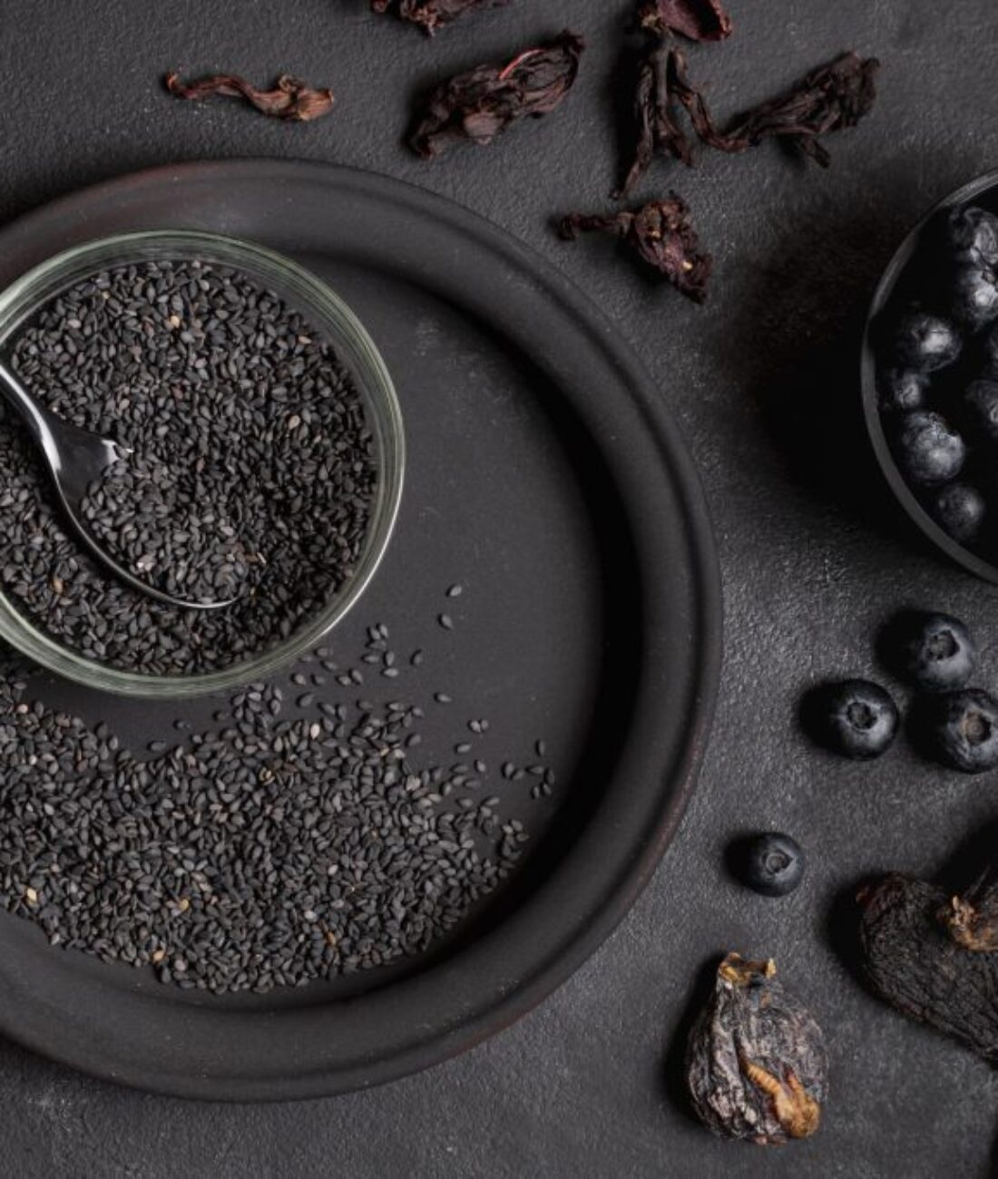 dried-fruit-with-seeds-blueberries-top-view